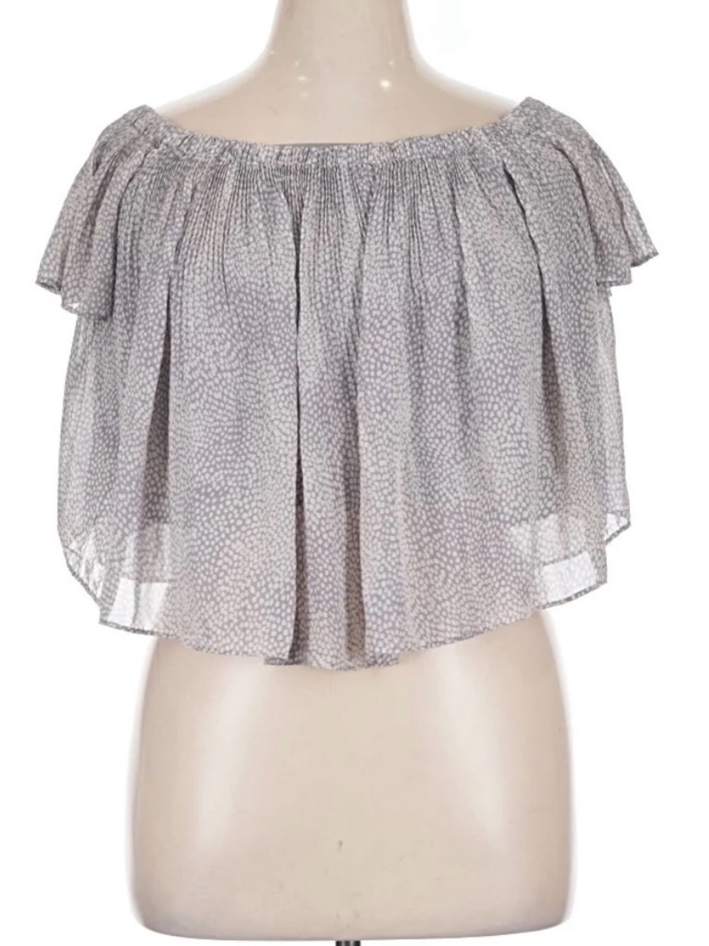 Storee Off-Shoulder Flutter Sleeve Top in Light Lavender Print XS - C54-070